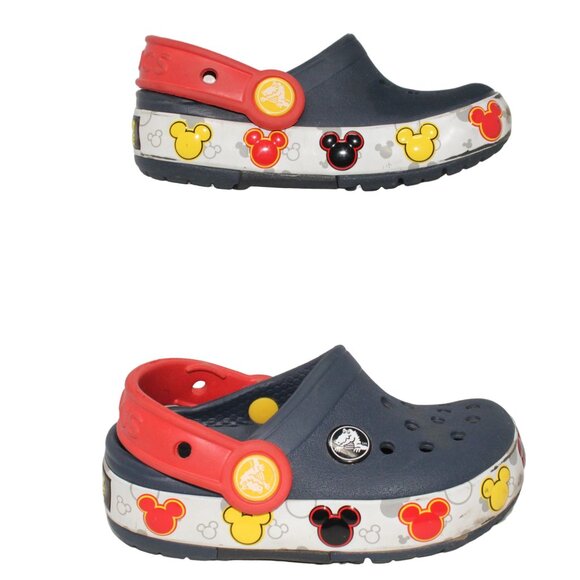 Crocs Fun Lab Mickey Lights Clog Sz C 7 Navy Red Kids Preschool Sandals Disney - Picture 5 of 9